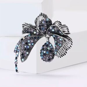 Floral Bow Dangle Brooch Modern New